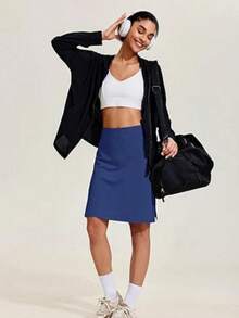 Women's 20" Knee Length Skorts Skirts Athletic Tennis Golf Running Skirts For Women Long Skorts Skirts For Women With Pockets Tennis Skirt Skort - 藍色 - 查看 2