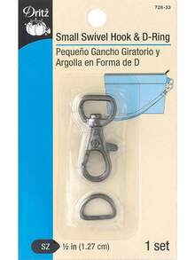 Dritz 728-33 Small Swivel Hook & D-Ring, Gunmetal, 1/2-Inch 1-Set