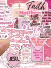 SCXXBSW 50pcs Pink Bible Jesus Cartoon Graffiti Stickers Decorative Handbooks Water Cups Notebook Luggage Waterproof Stickers - Multicolor - View 7