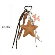 Style Large Star Baseball Woven Rope Bag Charm Creative Handmade Woven Phone Lanyard Keychain For Bag Car Accessories For Women