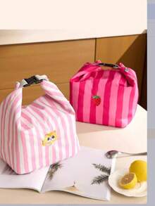 1 pieza Bolsa con volantes para lonchera, bolso térmico aislado para lonchera, bolsa portátil para la escuela, el trabajo, el desayuno y el almuerzo