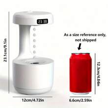 1 pieza Humidificador premium con tecnología de ósmosis inversa, 7 modos de iluminación, pantalla de reloj LED, difusor de aromas, diseño de gota de agua flotante, conexión tipo C, adecuado para escritorio de oficina, sala de estar, dormitorio, humidificador ultrasónico antigravedad