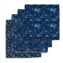4片/套 7.87x7.87英寸（20x20厘米）四分之一码行星太阳系星系系列预裁绗缝面料，涤纶绗缝方块布，适用于拼布、DIY手工项目、DIY钱包制作 - 多色 - 查看 8