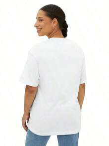 2026 New Arrival Women's Oversized Short Sleeve T-Shirt, Hand Drawn Bikini Doodle Graphic Tee, Coastal Core Italian Summer Old Money, Heavy Cotton Streetwear Top For Beach Vacation Daily Wear, Camiseta De Manga Corta Mujer Estilo Vacacional - 白色 - 查看 3