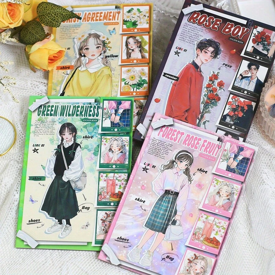 20 张 PET 粘性装饰贴纸书本透明创意 DIY 贴纸用于剪贴簿装饰垃圾日记用品贴纸，用于学校用品，返校 - 彩色 - 查看 1