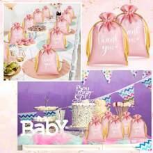 5/10/15 件谢谢缎面礼品袋派对袋填充物 4 X 6/5 X 7 英寸婚礼抽绳珠宝袋小糖果袋适用于宾客婚礼生日商务派对回礼 - 彩色 - 查看 6