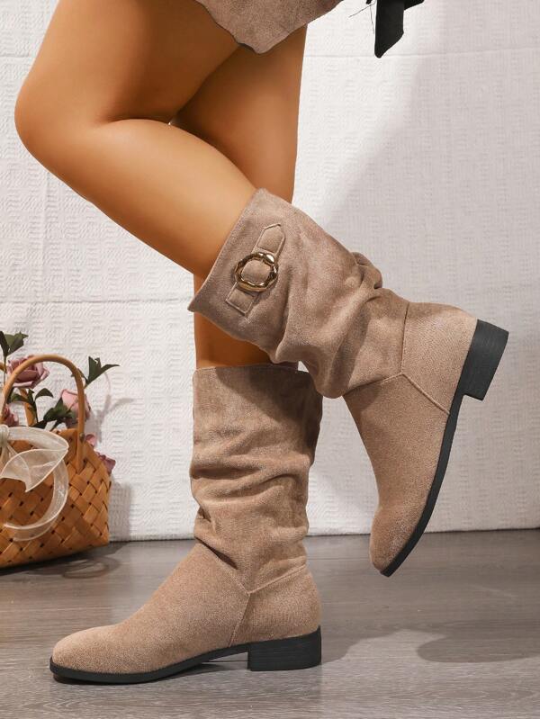Girl's Fringe Design Comfortable Suede Ankle Boots, Versatile Elegant Footwear For Teenage Girls, Suitable For Autumn/Winter, Black