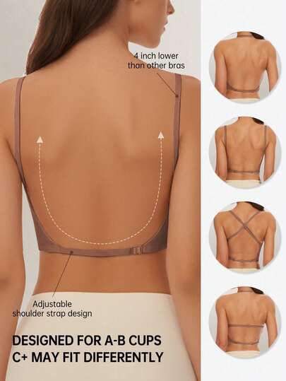 Sujetador sin costuras, sin espalda y sin tirantes para mujer - Copa ligera y transpirable, tirantes ajustables y convertibles, soporte ligero (ideal para tallas A/B) - Para boda, vestido de gala, camiseta interior, ropa de verano, lencería nupcial.