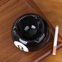 Unique Black Eight Ceramic Ashtray - Perfect For Billiard Rooms, Home Bars & Parties - Ideal Gift For Men & Creative Birthday Presents