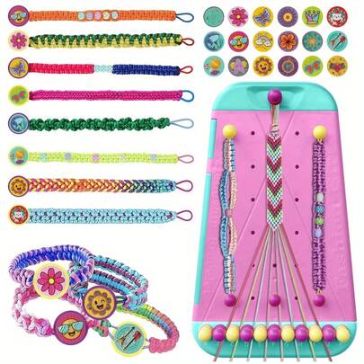 2-In-1 DIY Friendship Bracelet Making Kit, Includes 10 Pre-Cut Yarn Strings And 10 Braiding Cords, Can Be Edited Into Two Different Types Of Ropes, Suitable For Girls Aged 6-14 As Birthday Gift