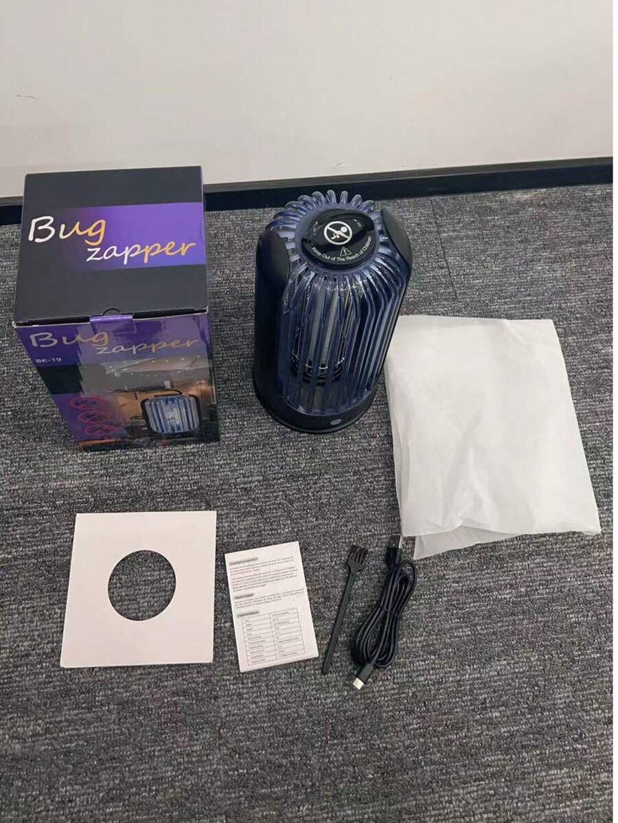 Rechargeable Bug Zapper Lamp: 365-395nm UV Attracts & Electrocutes Mosquitoes, Flies, Insects. 4000mAh, USB, Indoor/Outdoor