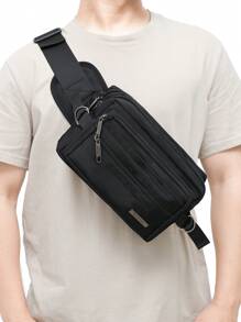 新款时尚小众设计多口袋斜挎包休闲轻便日常通勤大容量多层牛津布商务收银钱包简约百搭户外运动跑步骑行腰包度假旅行便携胸包
