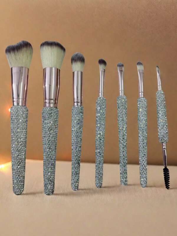 Luxury Diamond Inlaid Beginner Portable Makeup Brush Set, Eyeshadow Brush, Foundation Brush, Makeup Tools Full Set Blush Brush