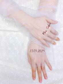 1 paio di guanti da sposa personalizzati, guanti da sposa in rete e tulle lunghi personalizzati con nome e data, accessori eleganti fatti a mano per la sposa, adatti per diverse occasioni come fidanzamento, anniversario, festa serale, festa da ballo, cerimonia nuziale, performance all'opera, festa in maschera, compleanno, Capodanno, Natale