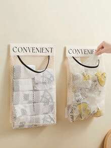 1pc Space-Saving Kitchen Storage Bag, Adhesive Wall-Mounted Items Rack Hanging Kitchen Organizer Pouch, Suitable For Foil, Spices - View 4