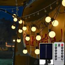 1 个 LED 太阳能防水 G50 白色球形灯泡，户外露营氛围灯串帐篷装饰、花园、万圣节、圣诞派对装饰灯 - 白色 - 查看 1