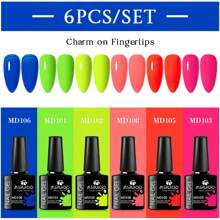 6pcs Gel Nail Polish Set Summer Colorful Semi Permanent UV LED Gel Polish Set Pink Glitter Soak Off Nail Art Varnish Design Manicure Kits DIY Salon At Home Gifts For Women