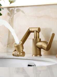 NVHUANGSHIJIA Solid Brass Retro Swivel Spout Faucet French Style Bathroom Basin Mixer Tap (Hot & Cold) - Multicolor - View 5