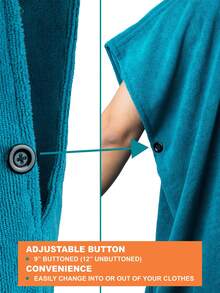 SUN CUBE Surf Poncho Changing Robe With Hood | Absorbent Quick Dry Microfiber Wetsuit Changing Towel With Pocket For Surfing Men Women (Black) - 海藍色 - 查看 4