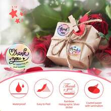 500pcs Rainbow Laser Thank You Stickers 1inch Small Business Stickers Adhesive Labels For Boutiques Wrapping Supplies - Một cỡ - Xem 7