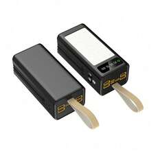 50000mAh Large Capacity Power Bank 22.5W External Battery Fast Charging Mobile Power Supply Equipped With LED Flashlight LED Power Display Comes With Detachable 2 Cables, Can Quickly Charge Mobile Phones/Electronic Products And Other Devices(5*10000mAh) - màu đen - Xem 3