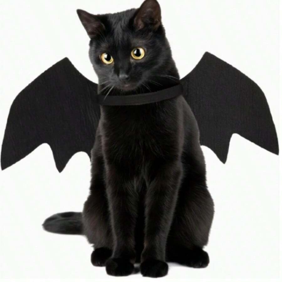 Adjustable Black Cat Bat Wing Pet Costume - Soft Polyester Halloween Pet Accessory, Suitable For Cats And Small Dogs, Great For Cosplay And Dressing Up Fun - Multicolor - View 1