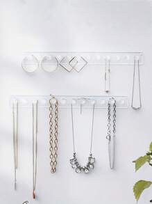 1 件亚克力壁挂式珠宝收纳架 - 重型 500 克容量方形收纳架，适用于项链、手镯、耳环和戒指 - 节省空间的耐用塑料展示架，适用于家庭或精品店，简约设计，透明材质，悬挂式珠宝收纳架