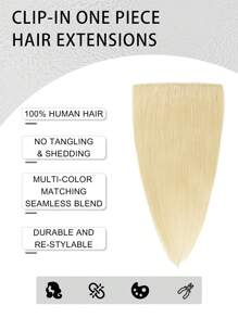 100% 巴西真人发编织 5 个夹入式接发，无缝，自然直发，非常适合长发加长，头发加长|直发质地|自然发型，编织头发 - S60 - 查看 3