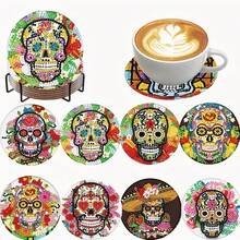 全新 DIY 钻石画，全钻水钻杯垫/装饰品，适用于客厅/卧室，适合作为万圣节礼物 - 彩色 - 查看 1