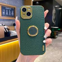 High-End Fashionable Electroplated 4-Corner Anti-Fall Crocodile Skin Pattern Magnetic Car Mount Phone Protective Case, Compatible With Apple 11/12/13/14/15/16 Pro Max, Galaxy S22/23/24+ Ultra, A05/A14/A15/A24/A25/A34/A54S, OPPO, VIVO/Redmi Note 13 Pro/13C, HONOR 70/90/X7/X8/X9B And Other Models, Made Of TPU Material - Green - View 4