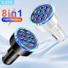 1个150W 8口车载充电器，支持PD/QC3.0快充，USB-C接口，兼容 16/15/14/13/12、iPad、安卓手机、笔记本电脑等设备。这款快充适配器支持快速充电，并可同时为多台设备充电。小巧的设计方便您随时随地高效充电。这款车载快充充电器是送给家人、朋友、孩子、朋友的礼物，也适合生日、圣诞节、冬季等各种场合。此外，它也是汽车配件的理想之选。 - 白色 - 查看 3