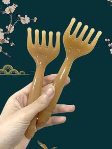 头皮按摩器（塑料）、刮痧背部按摩器、头部抓挠器便携式手持SPA头部按摩器，深度放松，返校、旅行度假必备品，女士发饰