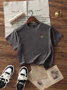Tween Boy Casual Graphic Print Crew Neck Short Sleeve T-Shirt, Summer Tops