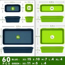 Organizadora de Caja de Herramientas, Almacenamiento de Organización (60 Unidades, Azul y Verde) - 60 unidades (azul + verde) - Ver 3