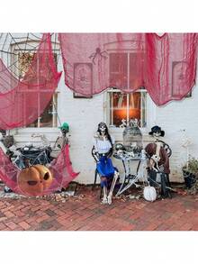 5/3/1pc 183cm粉色万圣节纱布装饰，室内外粉色纱布挂毯装饰，万圣节鬼魂装饰家居桌墙庭院鬼屋派对用品 - 彩色 - 查看 11