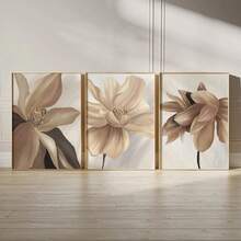 3pcs Unframed Canvas Neutral Wall Prints, Botanical Wall Prints, Nature Wall Prints, Beige, Brown, Autumn Room Wall Decor Art - Multicolor - View 6