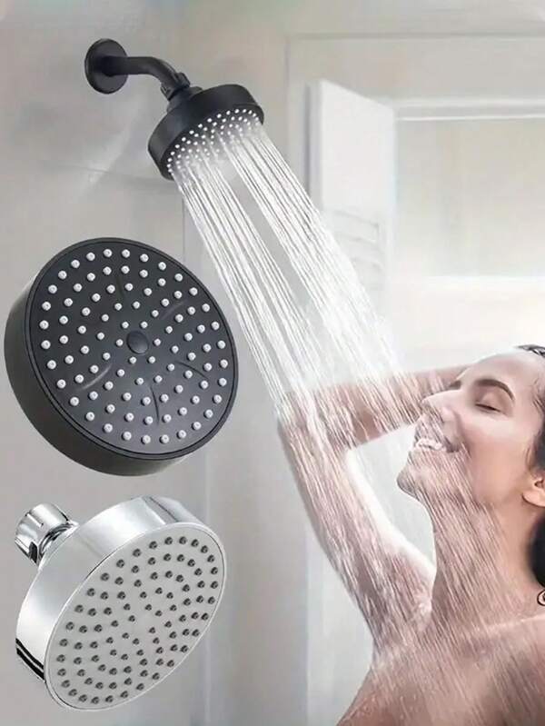 1 pieza Alcachofa de ducha redonda de alta presión, rociador de ducha ajustable montado en la pared, boquilla de ducha de plástico resistente, adecuada para baños de casas y hoteles, baño moderno, bañarse con estilo y duchas de verano, accesorio esencial para la ducha moderna, regalo ideal para familiares y amigos