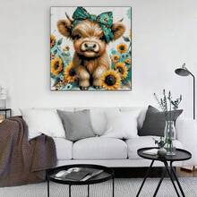 EstiloKit De Punto De Cruz Estampado Para Adultos Principiantes, Kit De Punto De Cruz, FáCil De Hacer Contado, Dimensiones Impresas, Manualidades, Kits De Bordado Para DecoracióN De Pared Del Hogar (11VersióN Mejorada - vaca - Ver 6