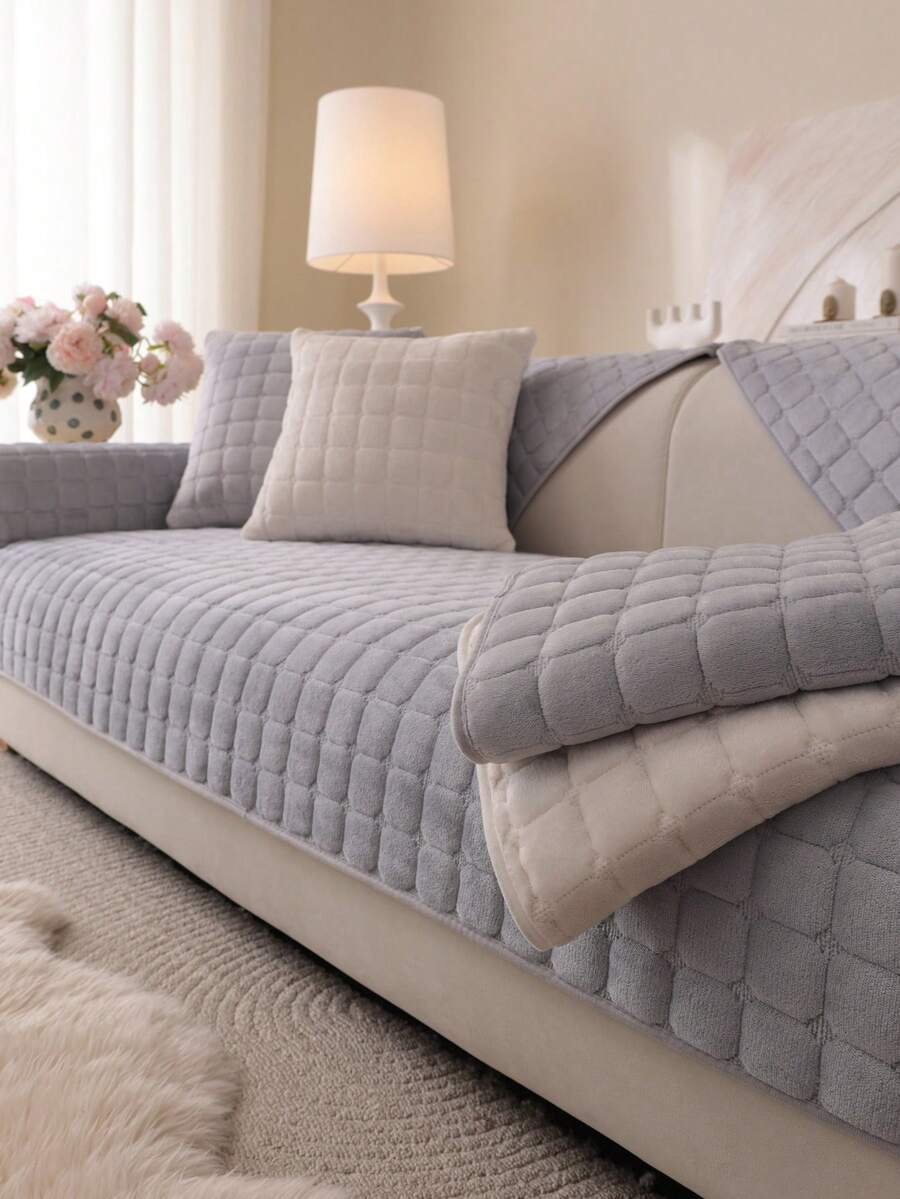 1 件四季沙发垫套，现代简约防滑沙发座椅保护套，防尘可洗沙发套，柔软防褪色，宠物友好，适合卧室、办公室、客厅的 L 型和 1/2/3/4 座沙发 - 淺灰色 - 查看 1