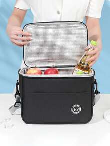 1pc/2pcs/3pcs Black Hand-Held Lunch Box Bag With Rice, Thickened Lunch Box, Insulated Meal Bag, Oxford Cloth Bento Bag, Office Worker Bento Bag - Black - View 7