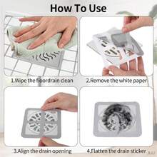 10/20 包一次性排水毛发收集器盖地漏贴纸淋浴网适用于浴室地板浴缸下水道方形过滤器自粘贴纸 3.9 * 3.9 英寸 - 銀色 - 查看 4