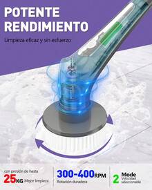 Cepillo Electrico para Baño Limpieza, [IPX8 Resistente al Agua] Cepillo Giratorio para Baño sin Cable con 9 Cabezas de Cepillo Reemplazables, Larga Duración, Mango Ajustable para Tina, Piso - Gris - Ver 3