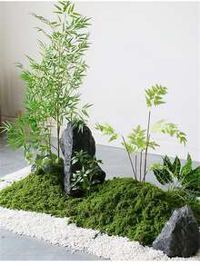 1片人造苔藓假草皮DIY人造苔藓丝状草坪绿植装饰微景观假山造景盆栽 - 綠色 - 查看 6