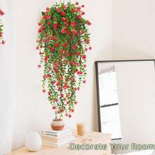 1/3 件桉树空中悬挂倒置夏季装饰防紫外线人造户外塑料绿色灌木植物篮室内外装饰 MNJK - 彩色 - 查看 11