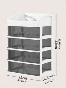 "4-Drawer Clear Cosmetic Organizer – For Makeup, Jewelry & Vanity Elegance" - trắng - Xem 6
