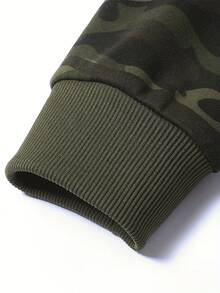 1 Set Men Vintage Distressed Camouflage Outfit, Faded Wash Technology Replicates Classic Military Style, Detailed Pockets Design , Fall Clothes - Army Green - View 5