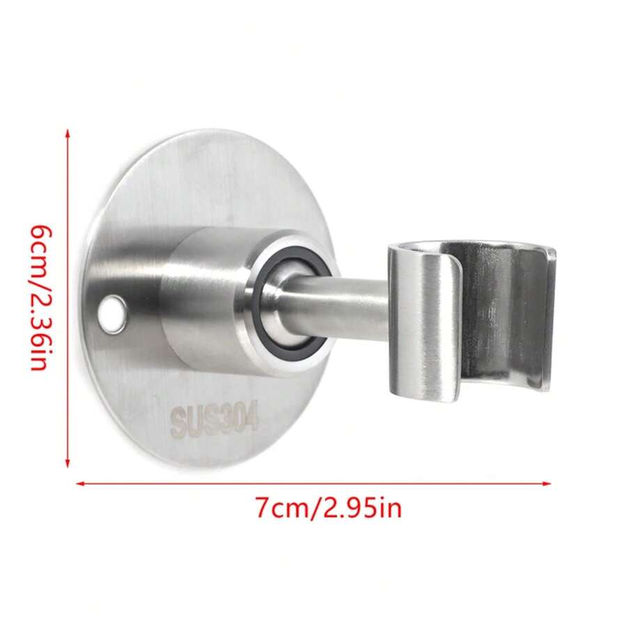 Soporte de cabezal de ducha de acero inoxidable para baño, fácil de instalar, hotel con tornillos, duradero, de alta resistencia, montado en la pared, ajustable en ángulo para el hogar KMQ5 - Plateado - Ver 1