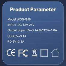 1个150W 8口车载充电器，支持PD/QC3.0快充，USB-C接口，兼容 16/15/14/13/12，兼容苹果设备，兼容iPad、安卓手机、笔记本电脑等。支持快速充电，并可同时为多设备充电。设计紧凑，方便快捷，随时随地高效充电。这款车载快充充电器是送给家人、朋友、孩子、生日、圣诞节、冬季的理想礼物，也是汽车配件的完美之选。 - 黑色 - 查看 12