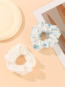 2pcs/Set Original Ditsy Floral Casual Polyester-Spandex Outfit, Ponytail Holders, Hair Elastics, Hair Rope, Hair Bobbles - Violet Purple - View 9