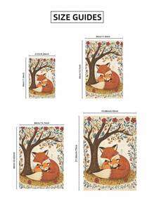 1 peça, pôster de arte popular excêntrica com estampa de raposa e filhotes, sem moldura, para impressão, charmoso para livros de histórias, decoração de berçário em tons terrosos, estampa de animais da floresta, decoração de dormitório de volta às aulas, decoração de quarto, pôsteres descolados, decoração para casa, decoração, impressões de parede